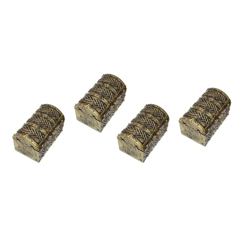 

4pcs 1:6 Scale Treasure Box Vintage Handmade Wood Box Treasure Doll House Accessories Miniature Furniture