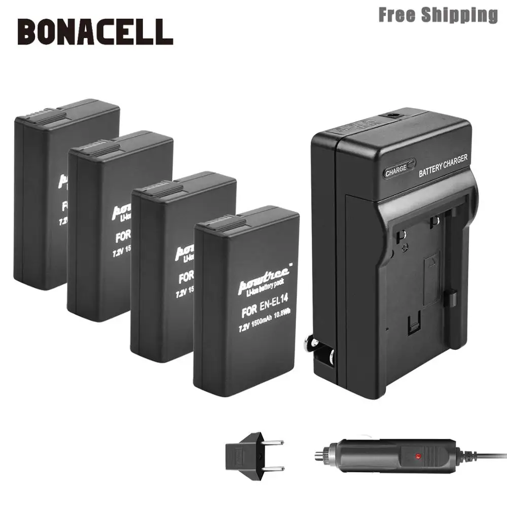 Bonacell 1500 мА/ч, EN-EL14 EN-EL14a ENEL14 EL14 Батарея+ Зарядное устройство для Nikon P7800, P7700, P7100, P7000, D5500, D5300, D5200, D3200 L50