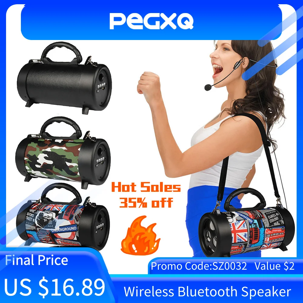 Беспроводная Bluetooth колонка с плечевым ремнем 800 мА · ч|Портативные колонки| |