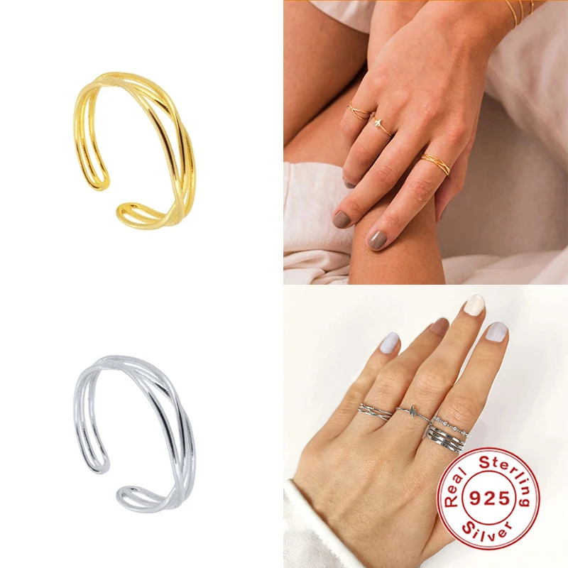

Aide 925 Sterling Silver Adjustable Rings for Women Hollow Out Female Finger Gold Silver Color Opening Rings Ladies Fine Jewelry
