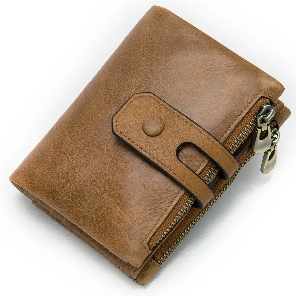 8562Brown Бренд GO-LUCK, мужской кошелек из натуральной кожи на застежке, с карманами на молнии, держатель для кредитных карт, Чехол для карт, кошельки, мужская сумка для монет, кошелек в винтажном стиле - Цвет: 8562Brown