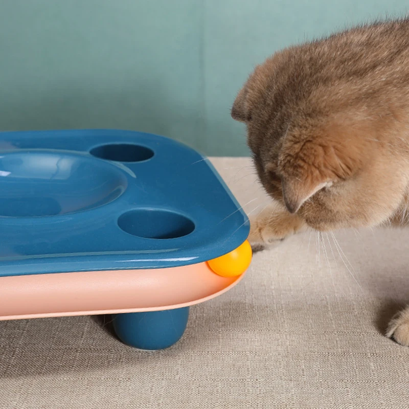 

Cat Track Ball Feeder Pet Training Puzzle Toys Fun Round Track with Moving Balls Satisfies Chasing Exercising Needs For Kitten