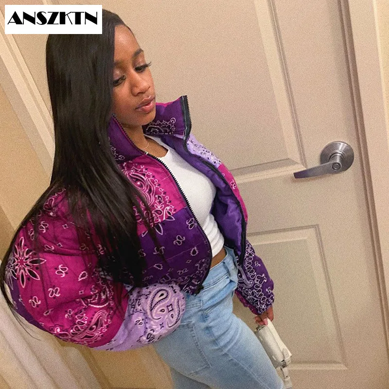 Женский Укороченный пуховик anszytn зимний модный пуховик-пуховик с банданой