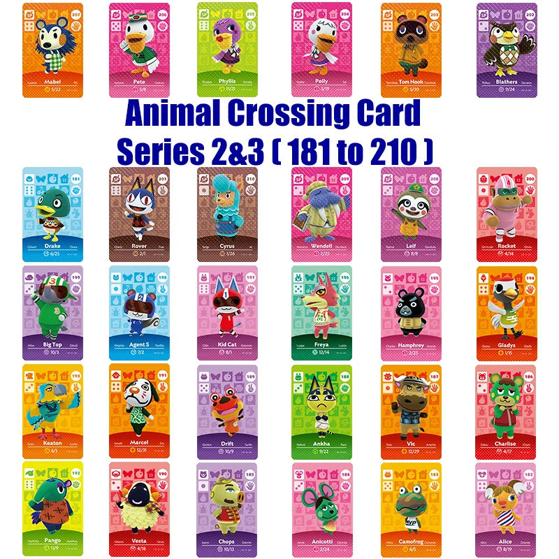 Серия карт Amiibo 2 и 3 (181 до 210) карточка для скрещивания животных игры NS | Дом сад