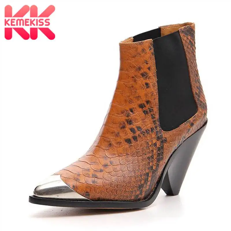 Женские ковбойские ботильоны из натуральной кожи на необычном каблуке Размеры