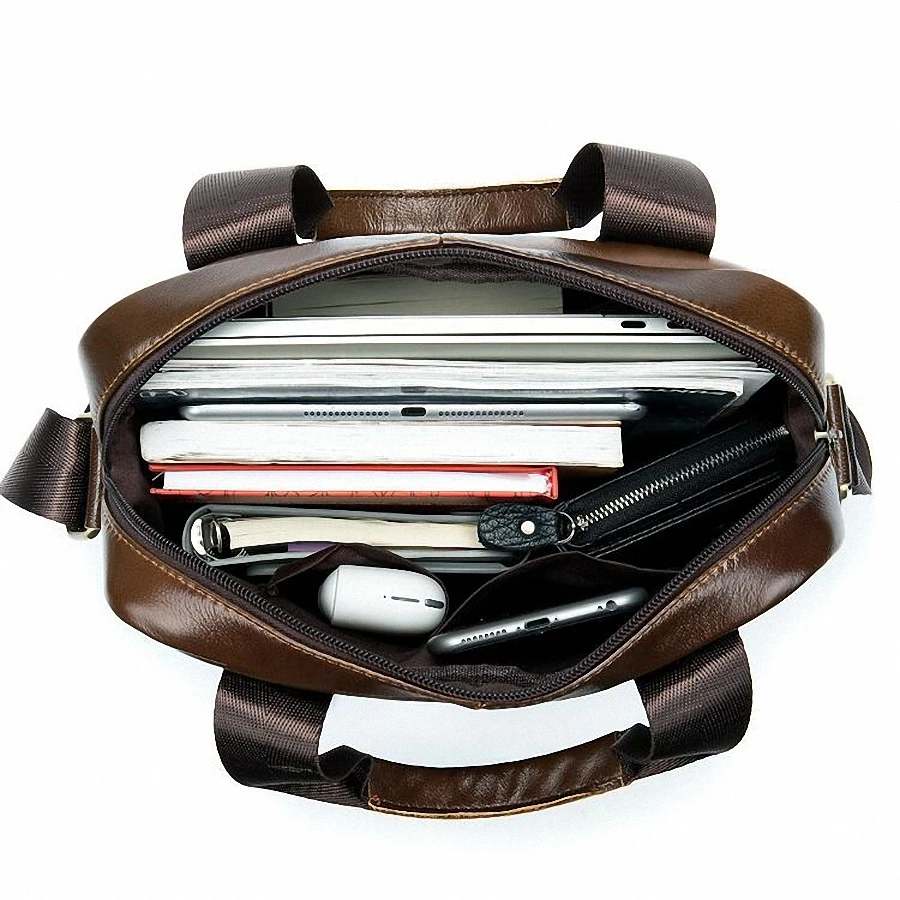 Design Genuine Leather Shoulder Bag Men Crossbody Messenger Bags Vintage Men's Handbag Bolsos Male For 9.7" Ipad |