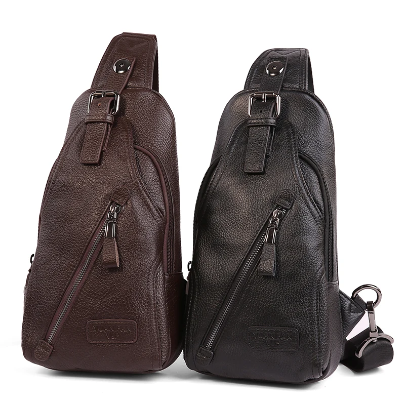 Мужская нагрудная сумка из 2020 натуральной коровьей кожи мессенджер на плечо
