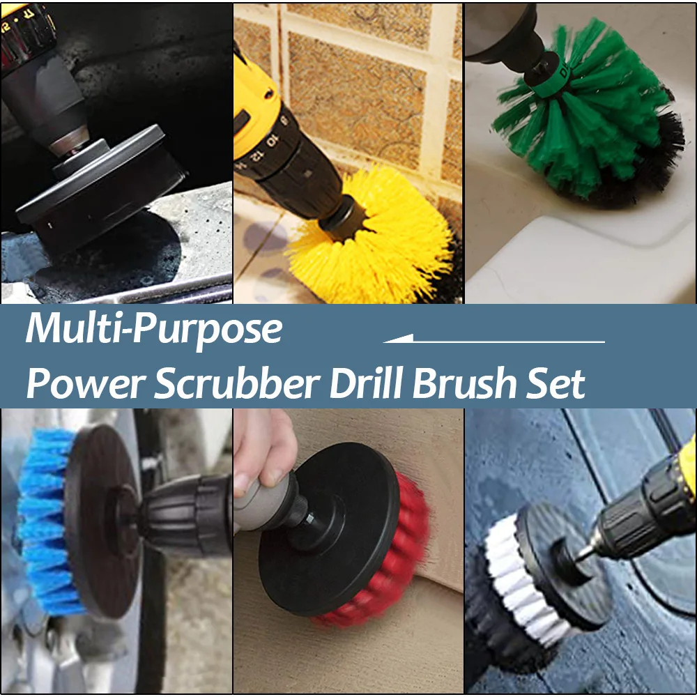 3Pcs Power Scrubber Brush Drill + 1pc 15cm Extension Tube 2 3.5 4'' Wheel Brushes for Car Washing Cleaning Kits | Автомобили и