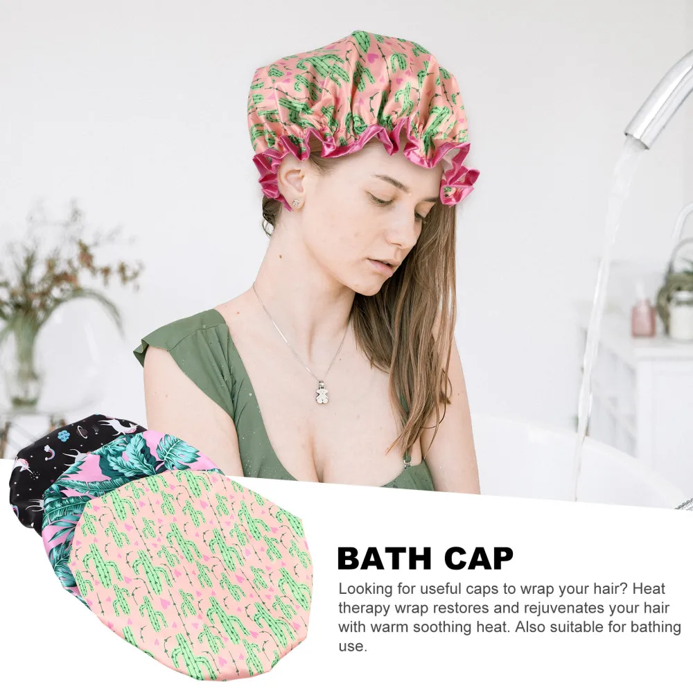 

3 Pcs 1 Set Digital Printing Protective Covers Shower Hats Hair Dyeing Hats