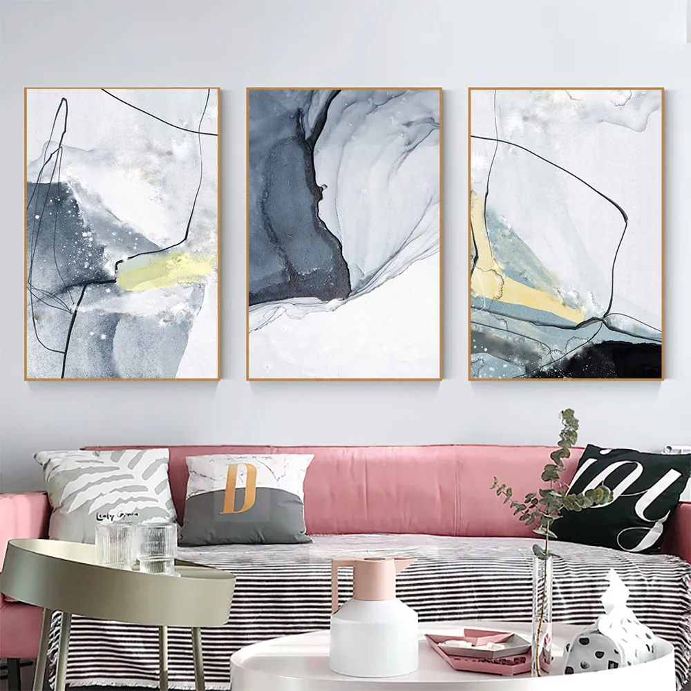 Холст постер из шелковой ткани на заказ мраморная синий номер плакат с модным