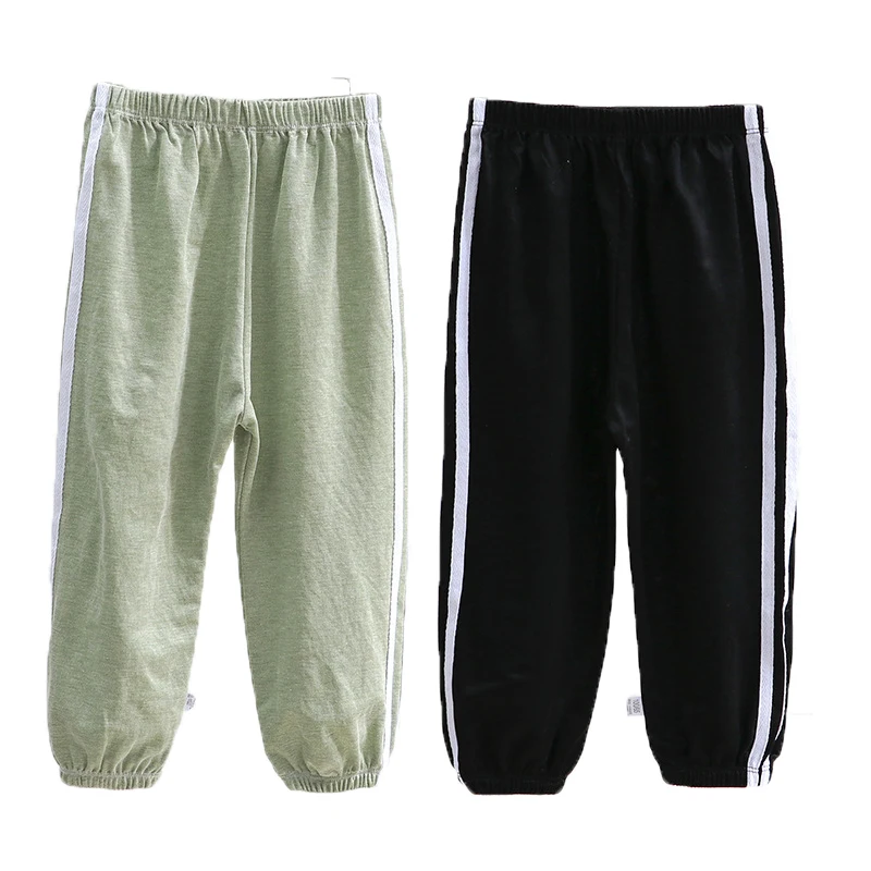 

Two pairs of children's summer trousers two bars solid color bloomers baby casual sports air-conditioning pants mosquito net