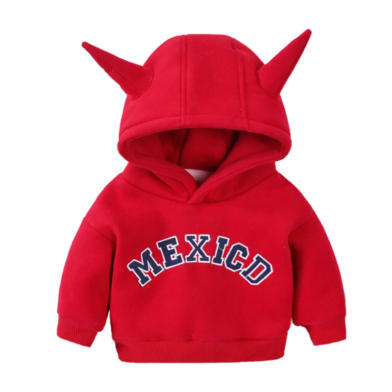 Детская флисовая толстовка с длинным рукавом буквенным принтом|Толстовки и