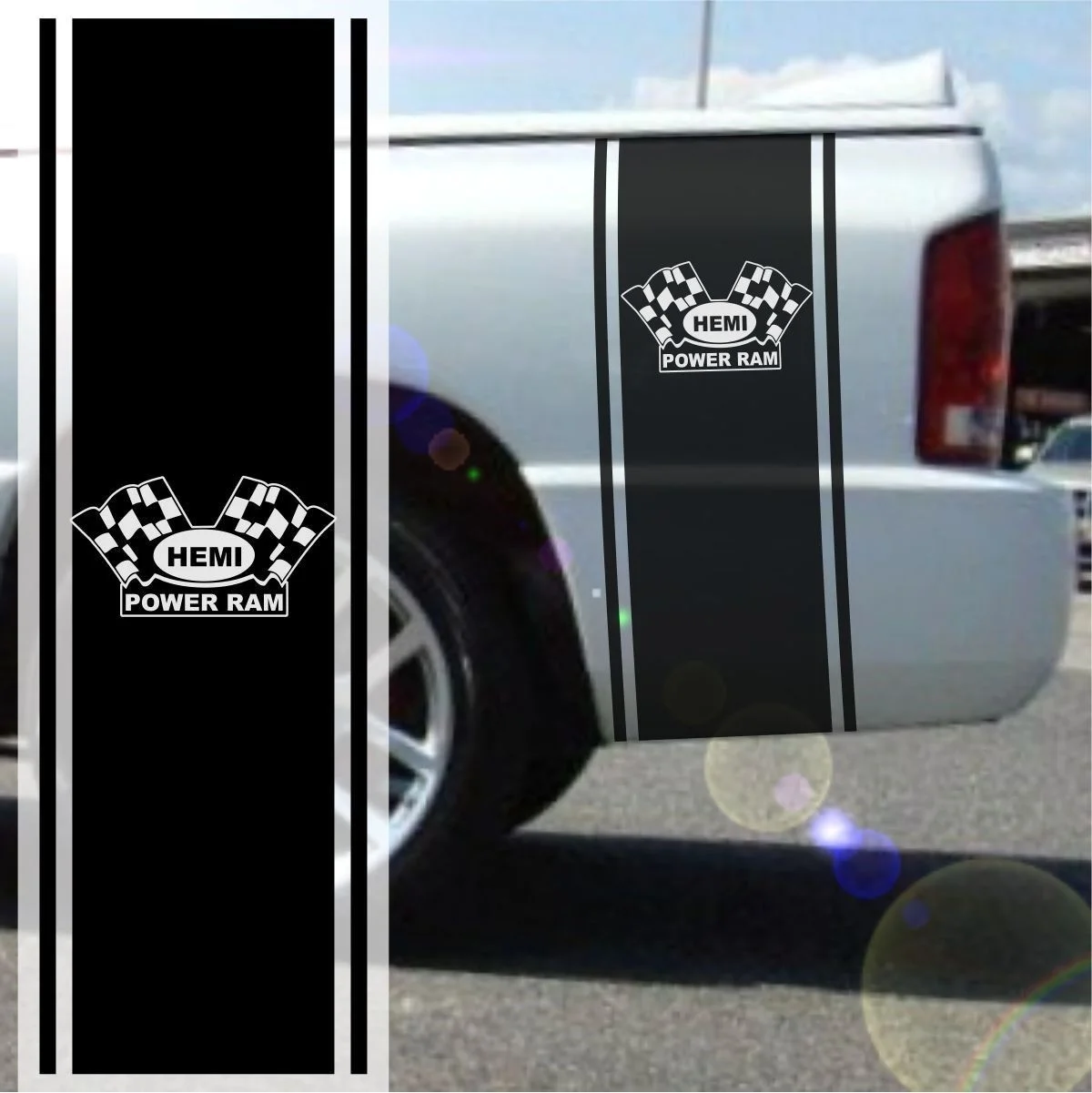 

For 1500 2500 3500 Truck Bed Side Stripe Power Ram Decal Sticker Graphic DS015