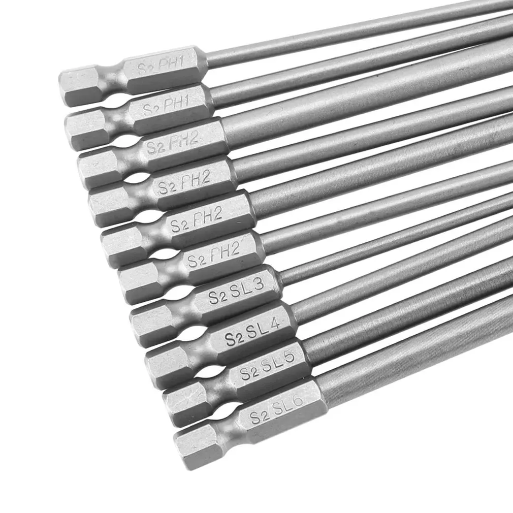 

Professional 10pcs/set 100mm Alloy Steel S2 Slotted Screwdriver Bits Straight Cross Head Batches Hand Tools