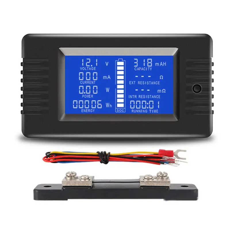 

LCD DC Voltmeter Ammeter Power Energy Digital Voltage 0-200V Current Cap Ohm Hour SOC Meter 10A/50A/100A/200A/300A ShuntShunt