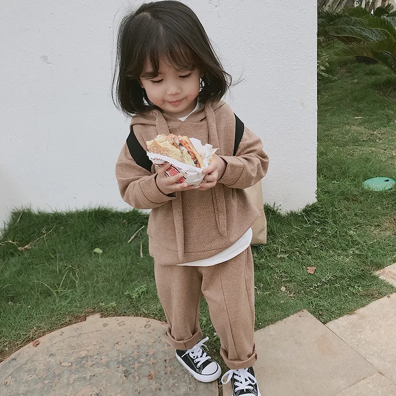 

Autumn New Children Clothes Girls Clothes Set Tracksuit Long Sleeve Cap Top + Trousers 2Pcs Girls Sport Suits