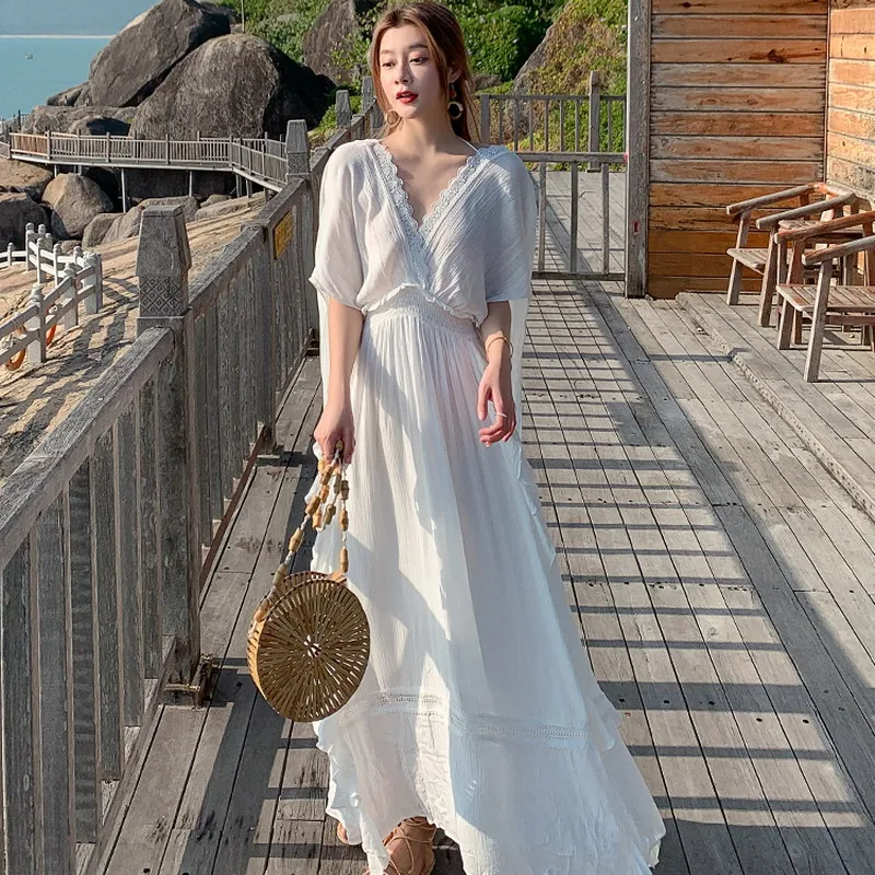

VICONE New beach beach holiday dress Bohemia high waist open back dress