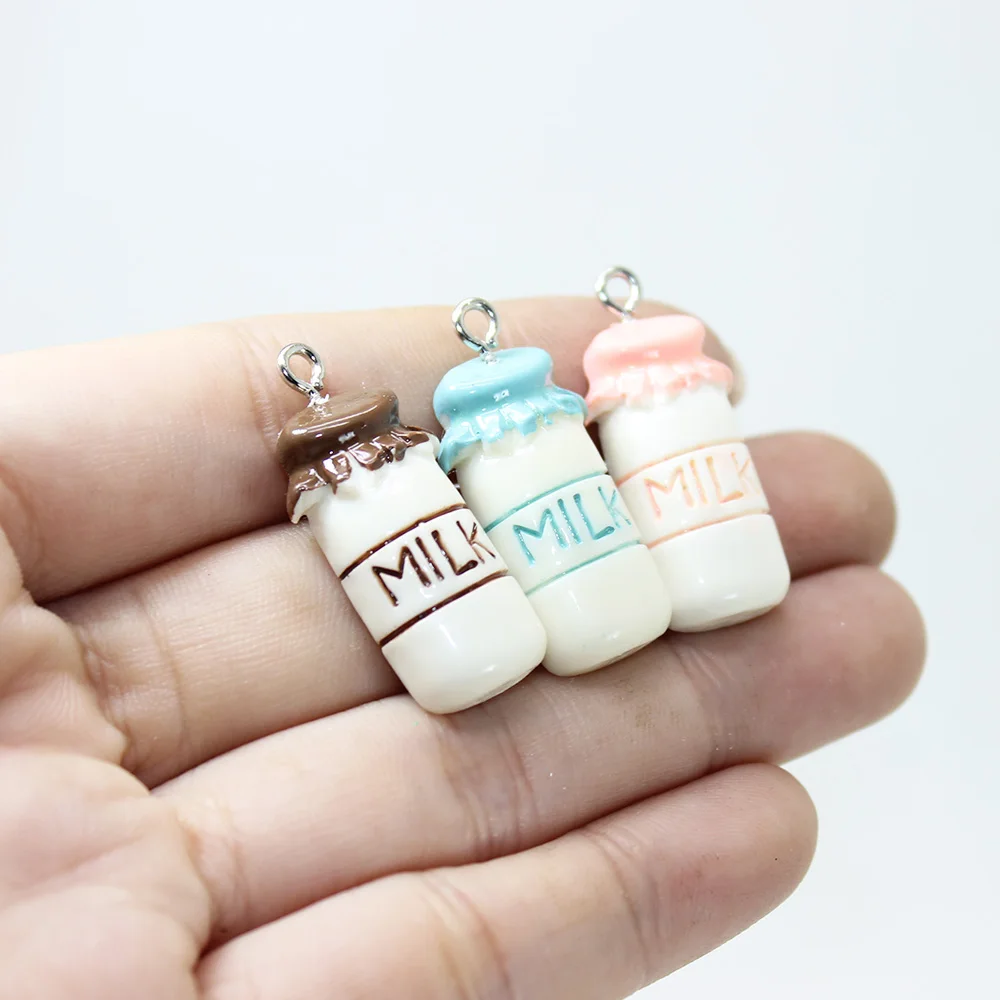 

Подвески-талисманы Kawaii из смолы в виде бутылки молока с плоской задней частью для самостоятельного изготовления украшений, браслетов, ожер...