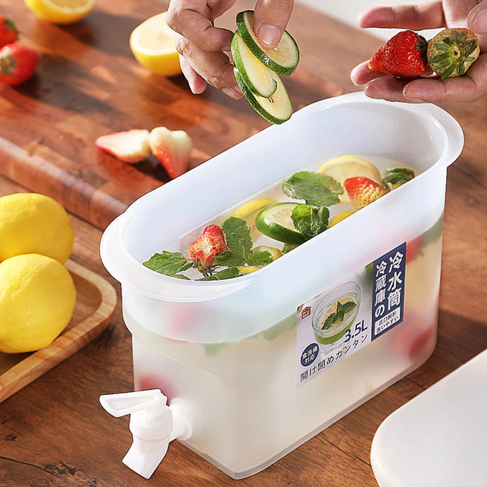 

3.5L Cold Water Bottle Water Jug With Faucet Lemon Juice Jug Kitchen Drinkware Kettle Pot Container Heat Resistant Pitcher