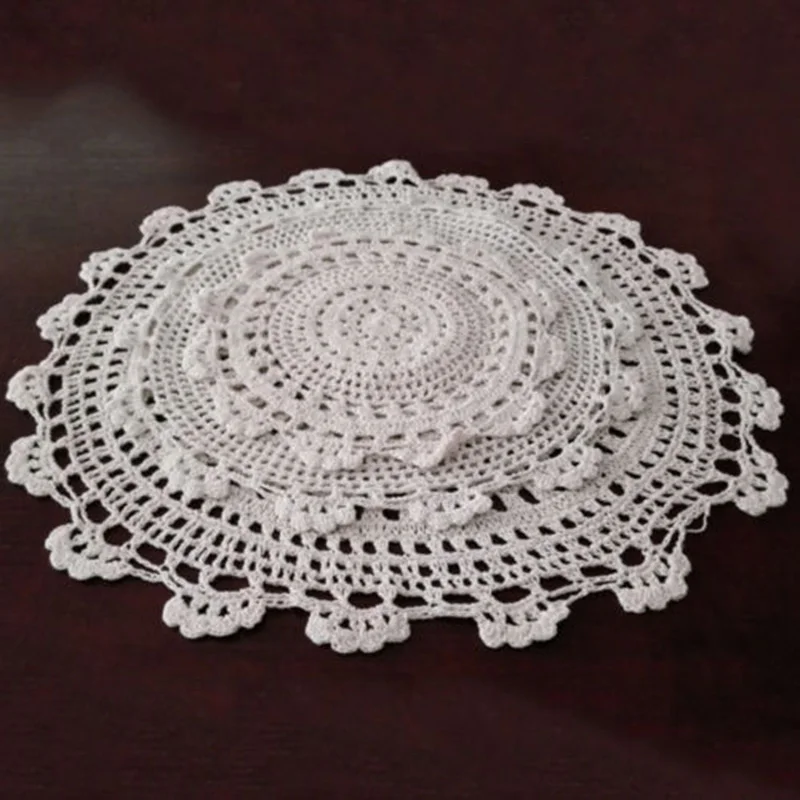 1X винтажная ручная работа крючком кружева Doily Цветочные столовые приборы круглый узор Мода