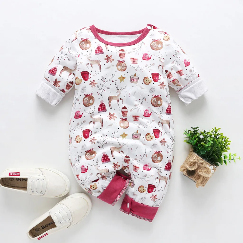 Зимняя одежда для младенцев Рождественский комбинезон мальчиков и девочек с