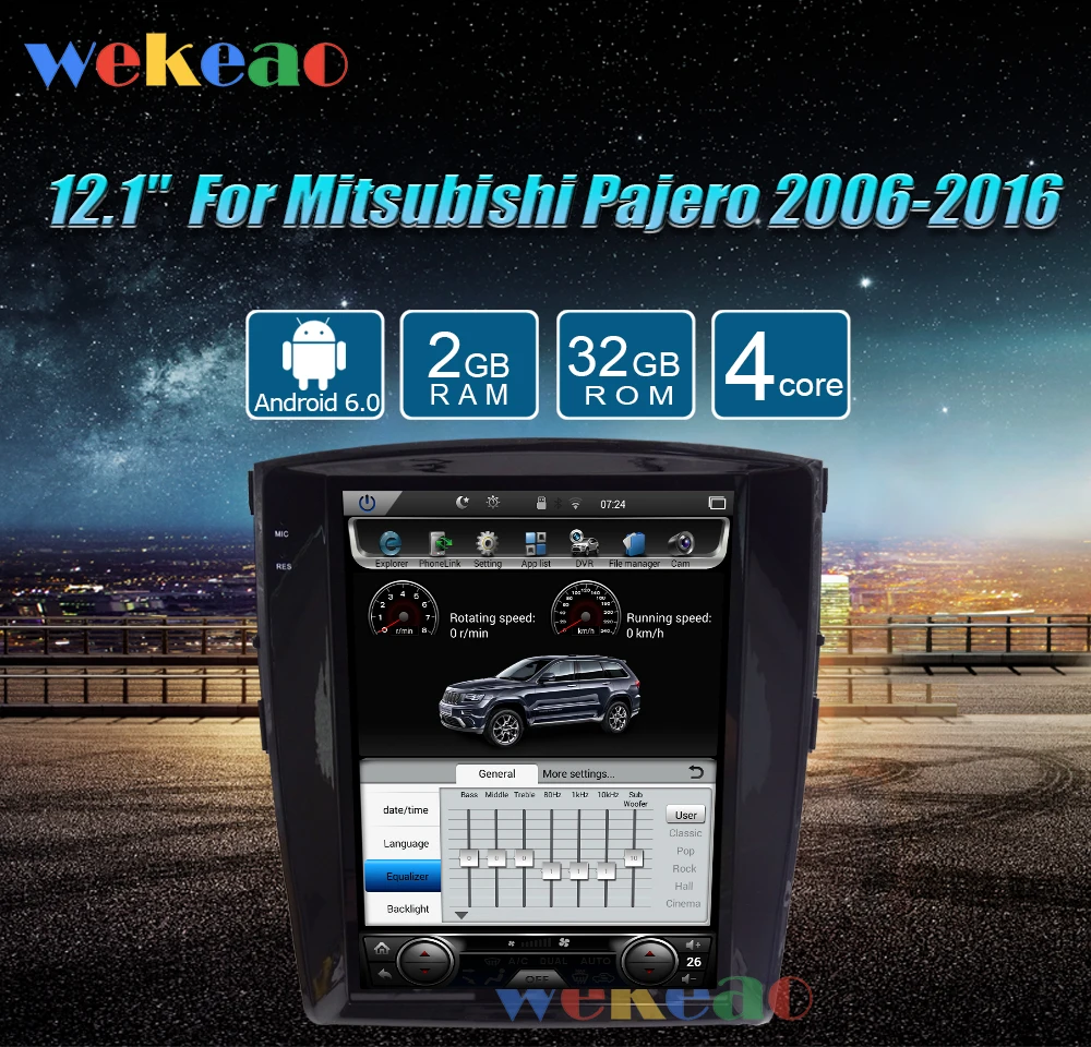 Wekeao вертикальный экран Tesla стиль 12,1 ''Android 7,1 автомобильный Радио плеер для Mitsubishi Pajero V93 автомобильный Dvd мультимедийный плеер 2006