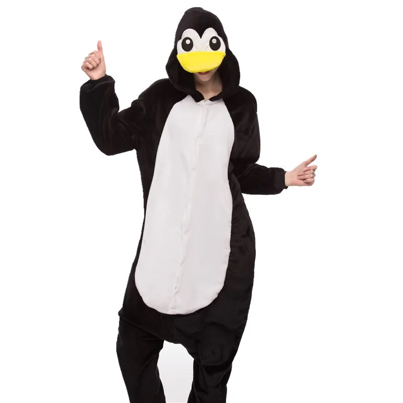 Kigurumi Black Penguin onesies Pajamas Sets animal costume Pyjamas Unisex Cartoon Cosplay character pijamas sleepwear | Женская одежда
