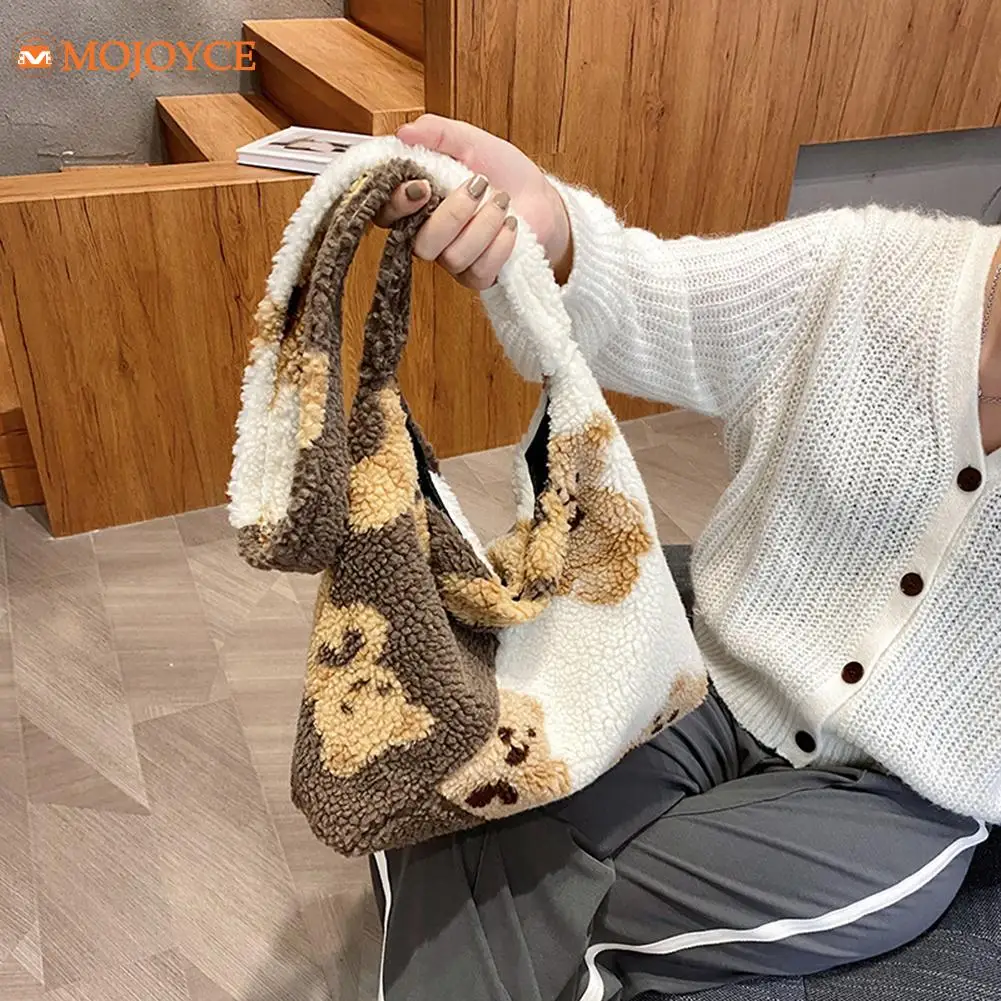 

Яркая Цветная сумка на плечо, Женская Повседневная осенне-зимняя плюшевая маленькая сумка через плечо, Женская Повседневная дизайнерская с...