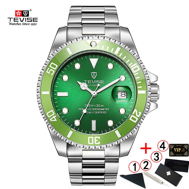 2-blue-silver-box TEVISE T801 автоматические механические часы для мужчин водонепроницаемые мужские часы Топ бренд класса люкс синие наручные часы Relogio Masculino - Цвет: 2-blue-silver-box