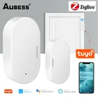 Датчик двери Aubess Tuya ZigBee для умного дома, детектор ворот, система охранной сигнализации, совместима с Alexa Google Home