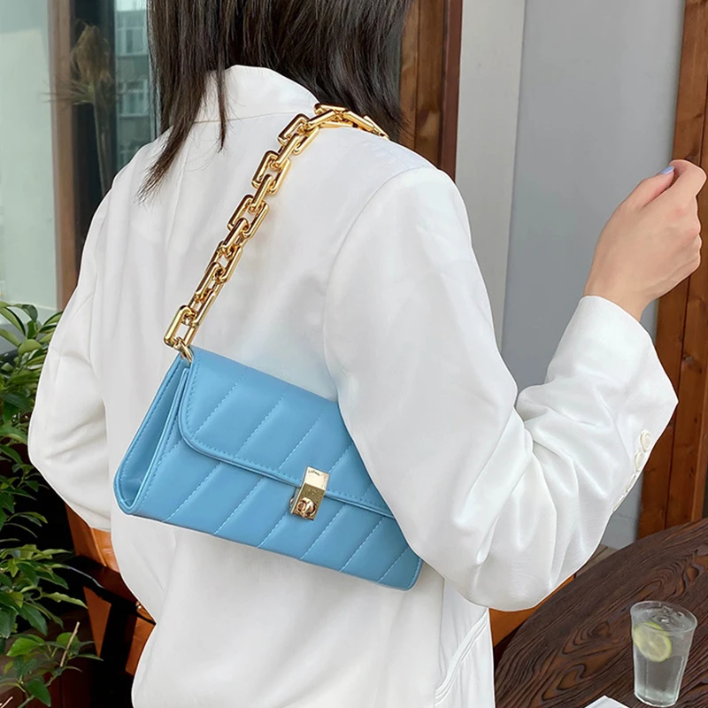

Women Baguette Bag Vintage Alligator Pattern Fashion Chain Ladies Shoulder Bag Luxury Handbag Women's Messenger Crossbody Bags