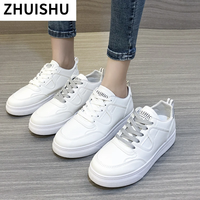 

Women's Sneakers White Shoes Thick-soled Breathable Increased Running Shoes Casual Comfortable Women's Shoes Lace-up Flat Shoes