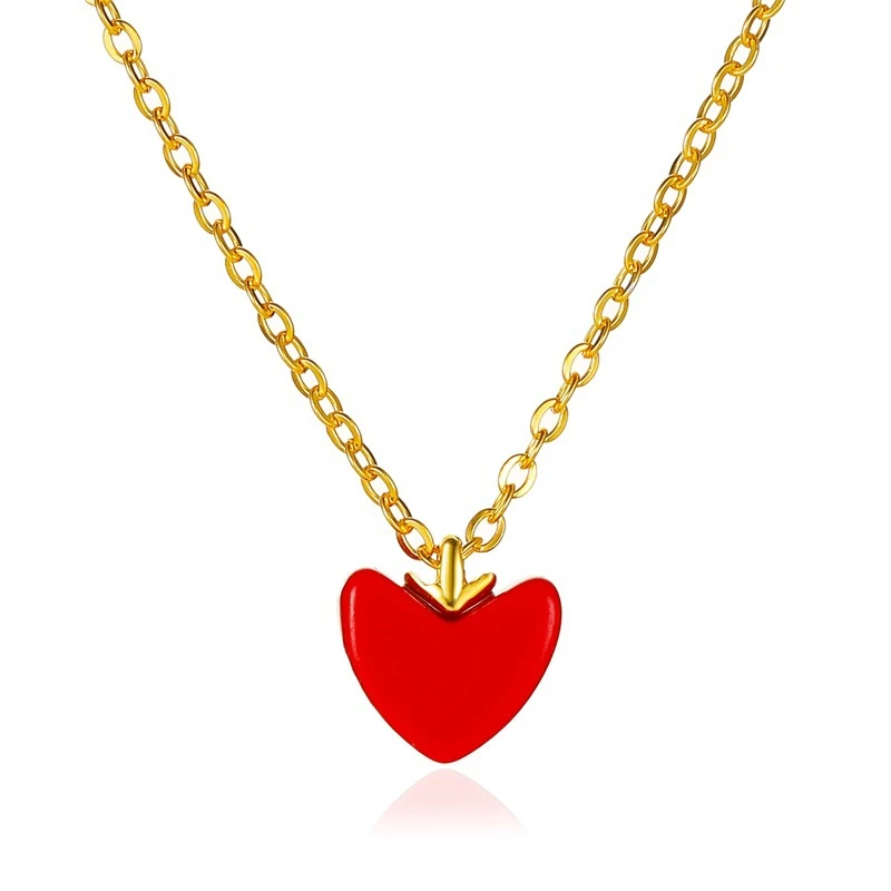 

Luokey Romantic Love Red Heart Pendant Necklace New Simple Elegant Clavicle Chain Necklace For Women Female Wedding Jewelry Gift