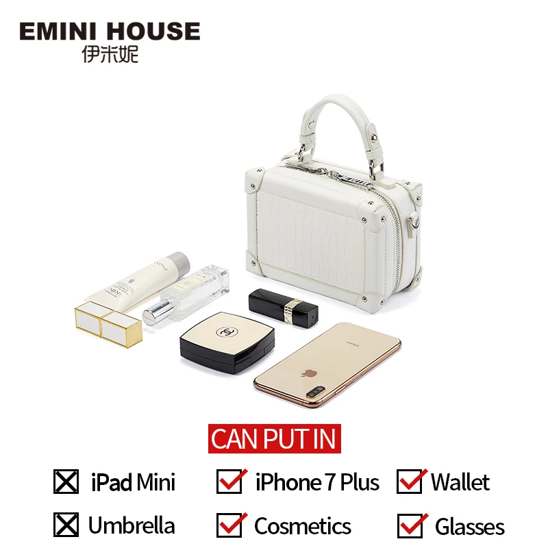 Сумка бокс EMINI HOUSE из натуральной кожи с крокодиловым узором роскошные сумки
