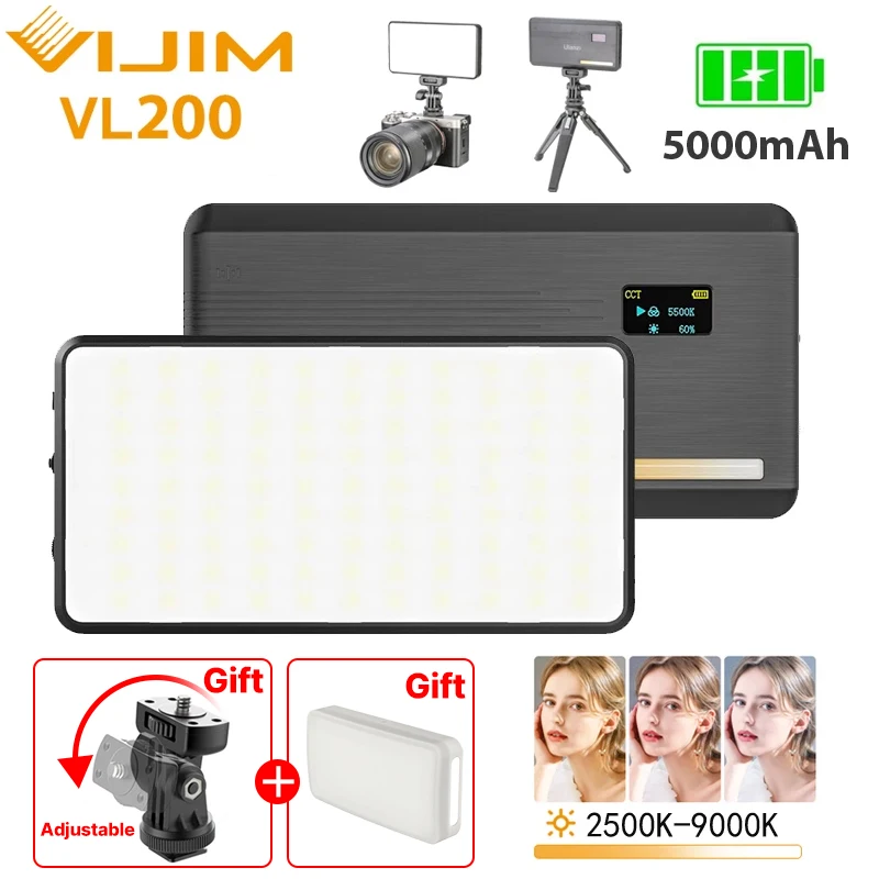 

Ulanzi VL200 Led Video Light With Soft Diffuser 360°Ball Head 5000mAh 2500-9000k Fill Light Panel Lamp Camera Light for Youtube