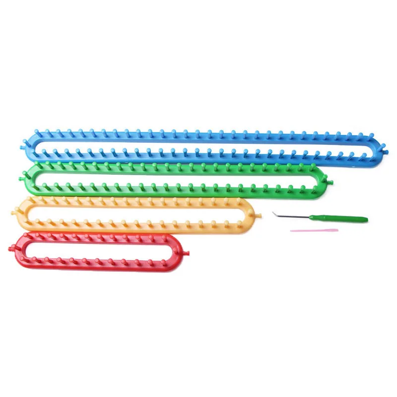 

Best 1 Set Knit Tool 4 Size Long Knitting Knitter Looms Set Sewing Tools Accessory Hat Socks Maker Plastic Rectangle Diy Tool Ki
