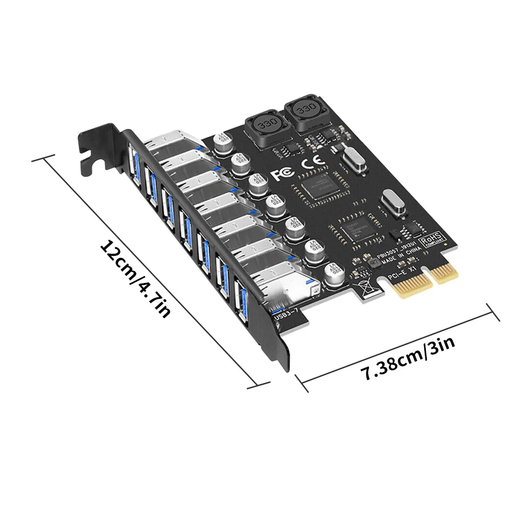 PCI-E 1 to USB 3.0 Hub Splitter Controller Expansion Extender Card 7-ports Converter Adapter Component Adaptor images - 6