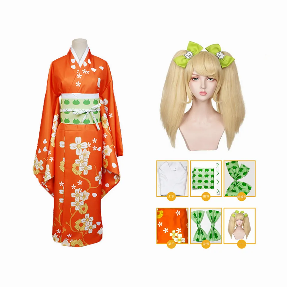 

Anime Super Danganronpa 2 Saionji Hiyoko Kimono Cosplay Costume Full Set