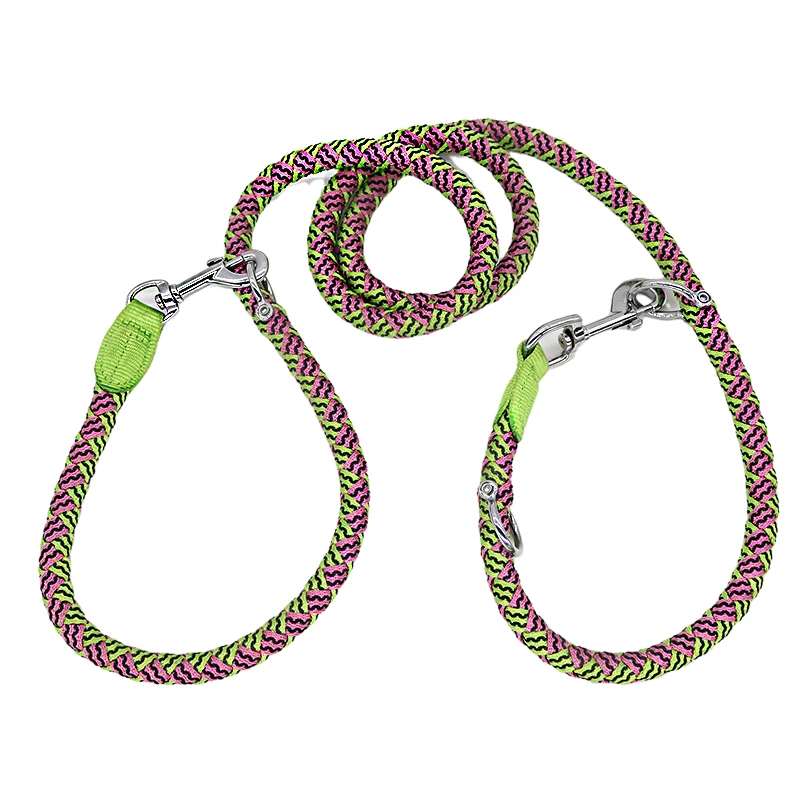 

Multifunctional two dog Leash Nylon Double Leashes P chain Collar Adjustable Long Short Dog Training Lead Non-slip Tied dog rope