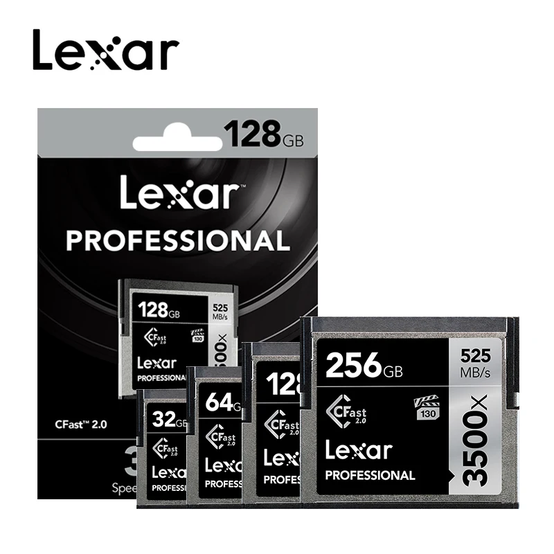 Оригинальный Lexar 3500X CF карта 64 Гб 128 ГБ 256 512 CFast 2 0 Prfessional Camer памяти 3D 4K видео Высокая