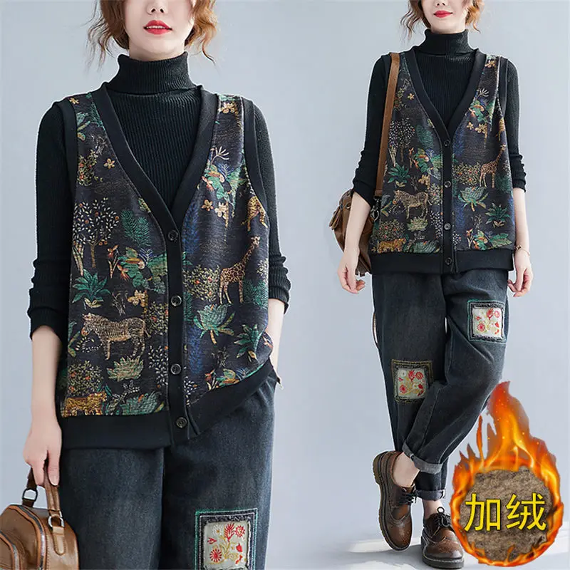 Женский бархатный жилет с V-образным вырезом повседневный большого размера в