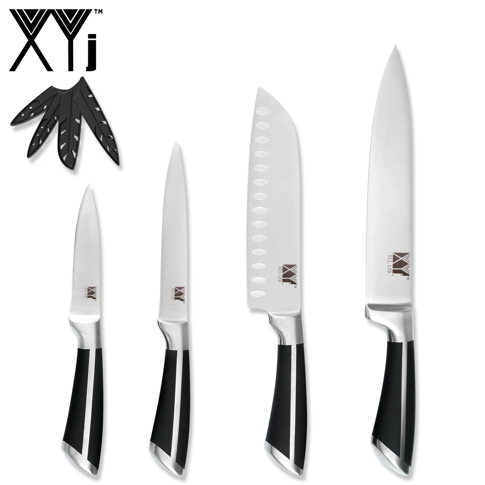 E.4PCS SET XYj готовка 7 комплект ножей 3CR13 из нержавеющей стали острое лезвие 13 ''Магнитный настенный держатель для ножей кухня аксессуар бесплатные чехлы - Цвет: E.4PCS SET