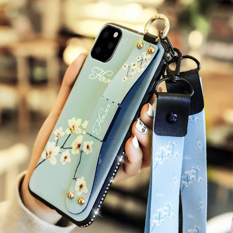 Teppka Case For iPhone 11 Pro Max Xs max Xr 7 6S 8 6 Plus Bling Glitter Strap wristband Embossing Cover |