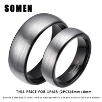 6mm8mm ring set couple sliver tungsten ring black inlay classic lovers wedding band engagement ring fashion anniversary jewelry