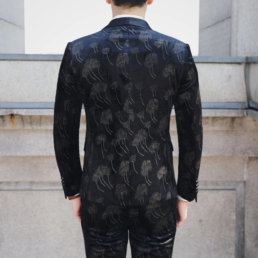 Осень, Vestito Da Sposo, костюм из 3 предметов, мужские свадебные костюмы, костюм с цветочным принтом, Homme Mariage, барочные костюмы для мужчин, 3XL