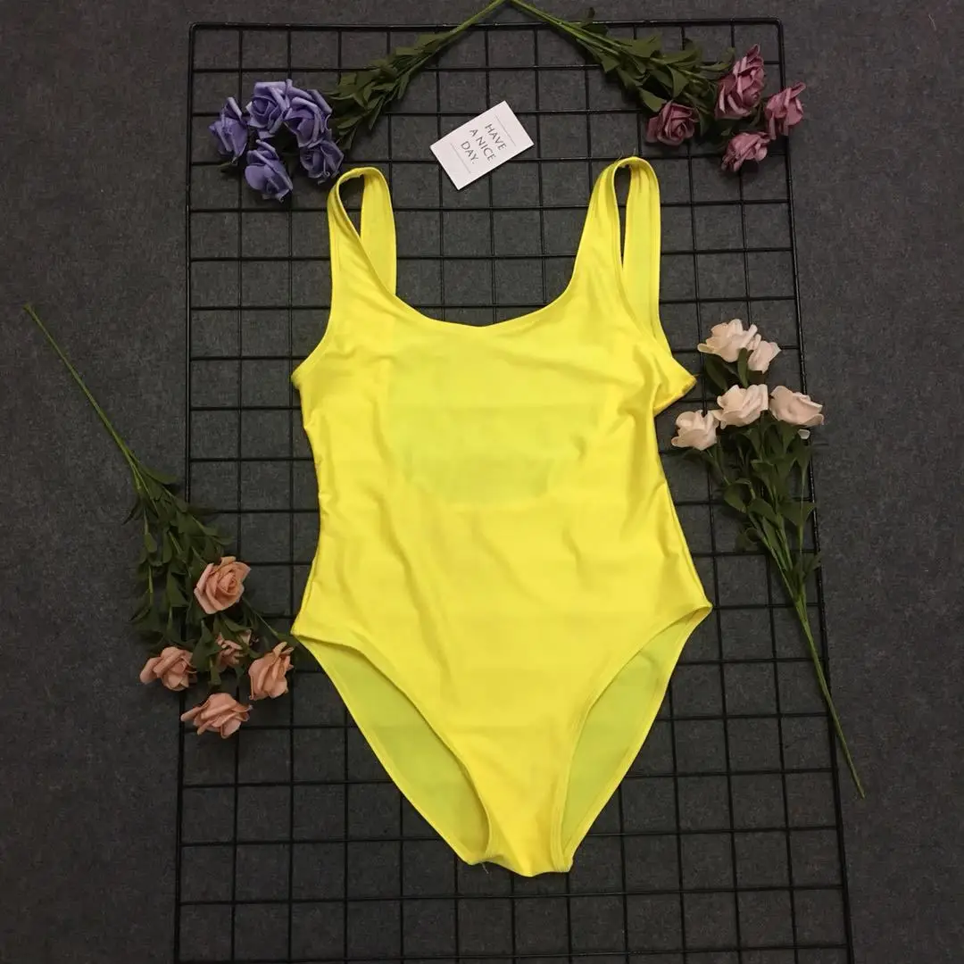 

2021 summer new ladies sexy bikini solid color one-piece swimsuit