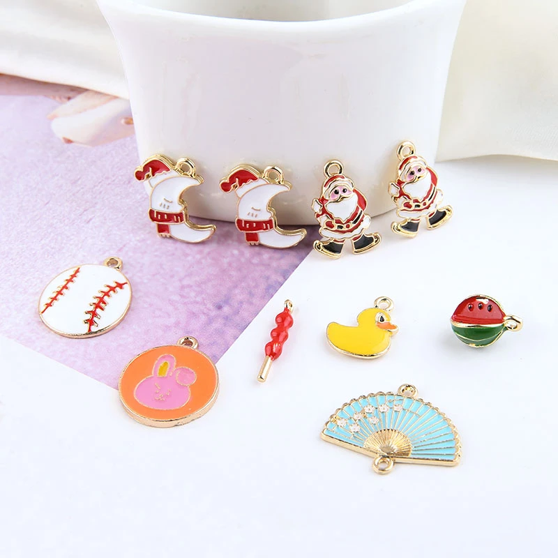 10 шт. новые модные милые серьги Санта Утенок Луна вентилятор конфеты Тыква арбуз