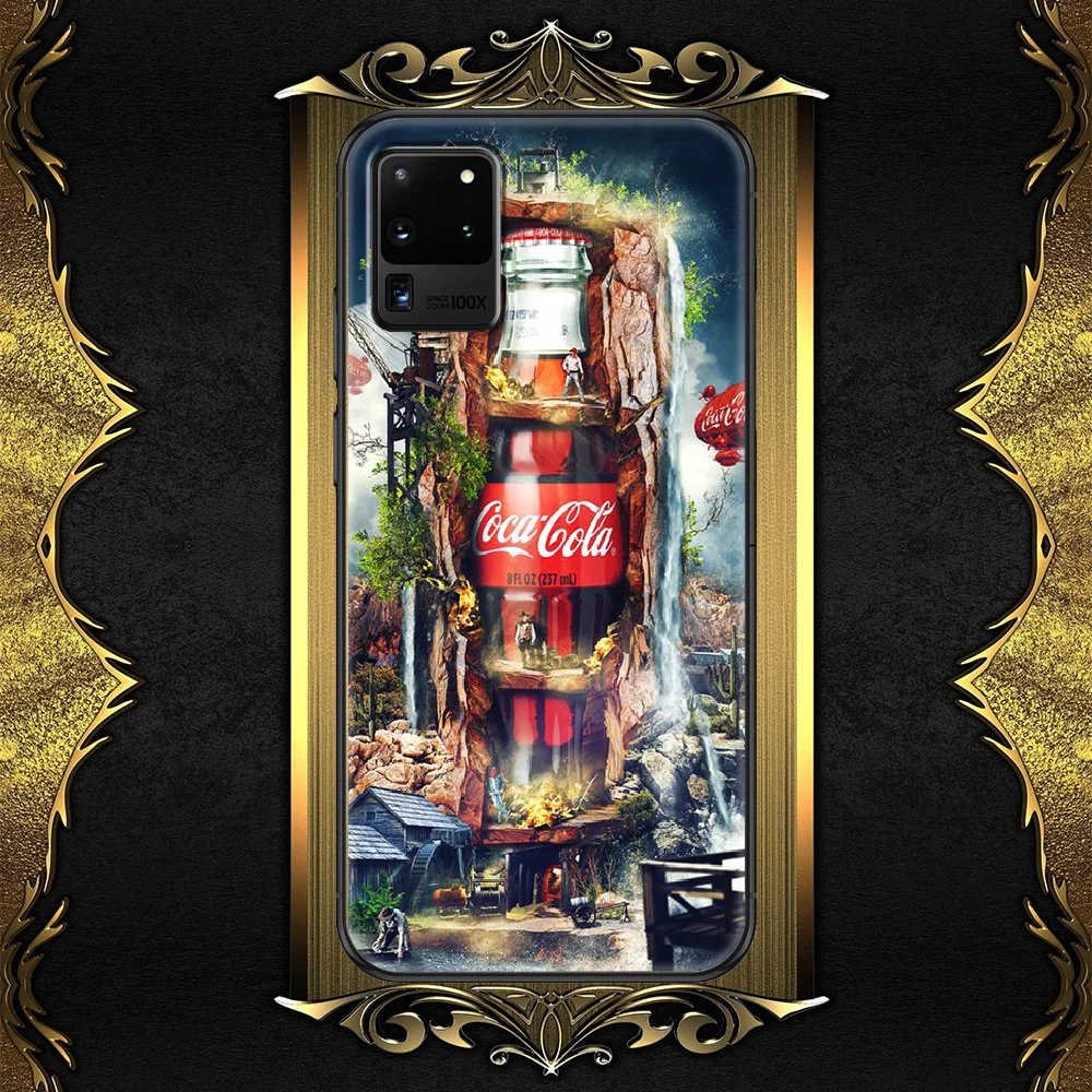 

originality Soda Brand cola Art Coca Phone case For Samsung Galaxy Note 4 8 9 10 20 S8 S9 S10 S10E S20 Plus UITRA Ultra black