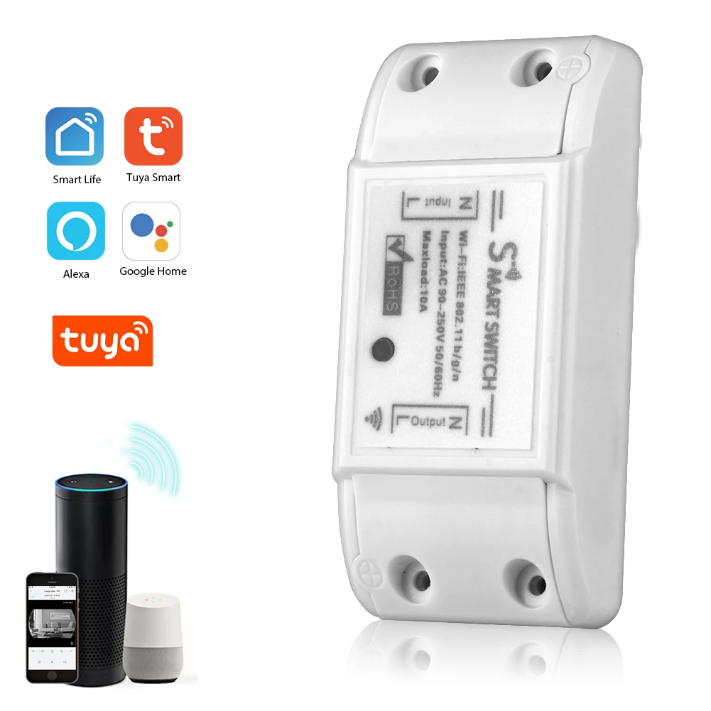 Умный переключатель Wi-Fi реле Tuya Smart Life приложение работает с Google Home Mini Alexa IFTTT умный