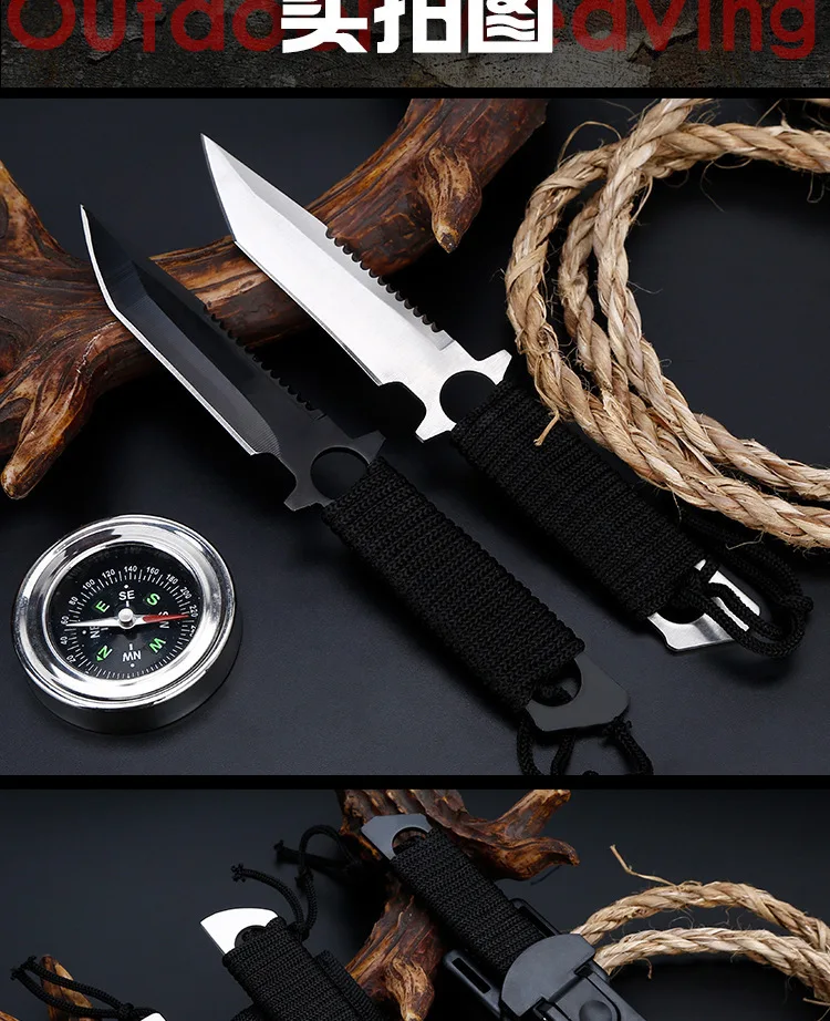 Hunting knife fixed bladeTactical Paratroopers Knife Hunt Stainless Steel Diving Outdoor Survival Camping Pocket Knives machet